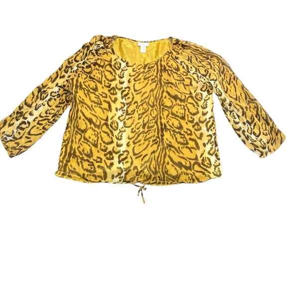 Avenue Blouse Womens 18/20 (2X) Leopard Print Long Sleeve Semi Sheer Silk Career - Picture 6 of 16